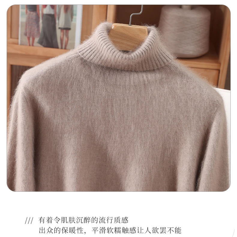 Women's High Collar Knit Sweater, Thick Pullover