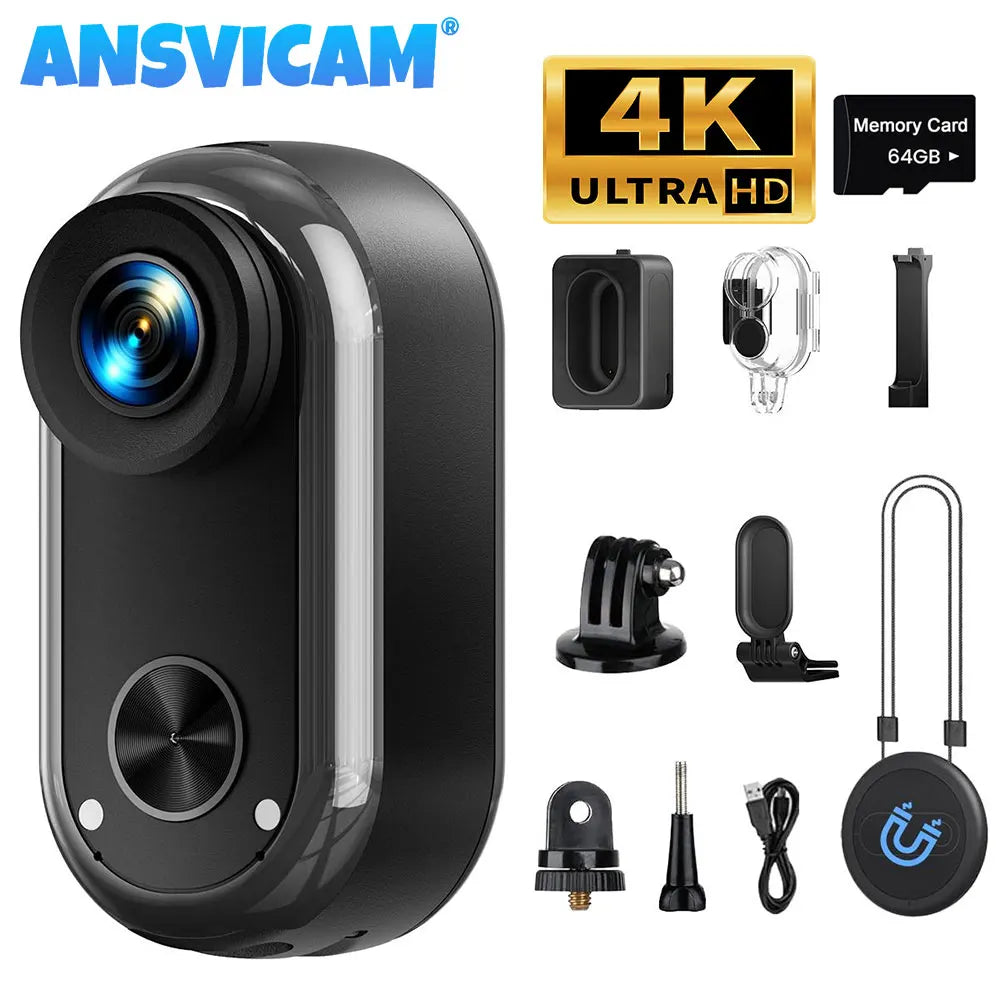 ANSVICAM 4K Mini Action Camera — 6-Axis Stabilised POV Vlog Cam