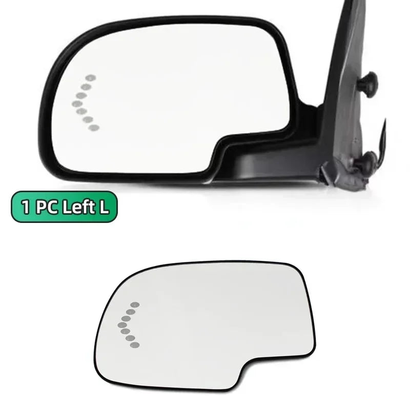 For GMC Cadillac Chevy Silverado 1500 2003 - 2007 Driver / Passenger Side Door Wing Mirror Glass Heated Turn Signal Light Plate