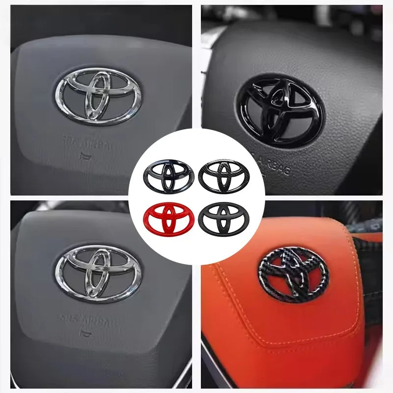 1PCS ABS Toyota Logo Car Emblem Steering Wheel Sticker For Toyota Hilux Prius Avensis Auris Verso Corolla Camry Auto Accessories