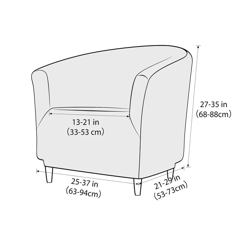 1PC Stretch Club Chair Cover Water Repellent Solid Color Arc Sofa Covers Single Removable Seat Slipcover Hotel Bar Counter Decor