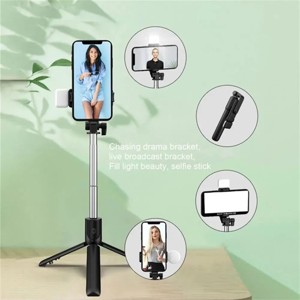 Portable Bluetooth Selfie Stick Tripod – Wireless Remote, Fill Light & Extendable Phone Stand