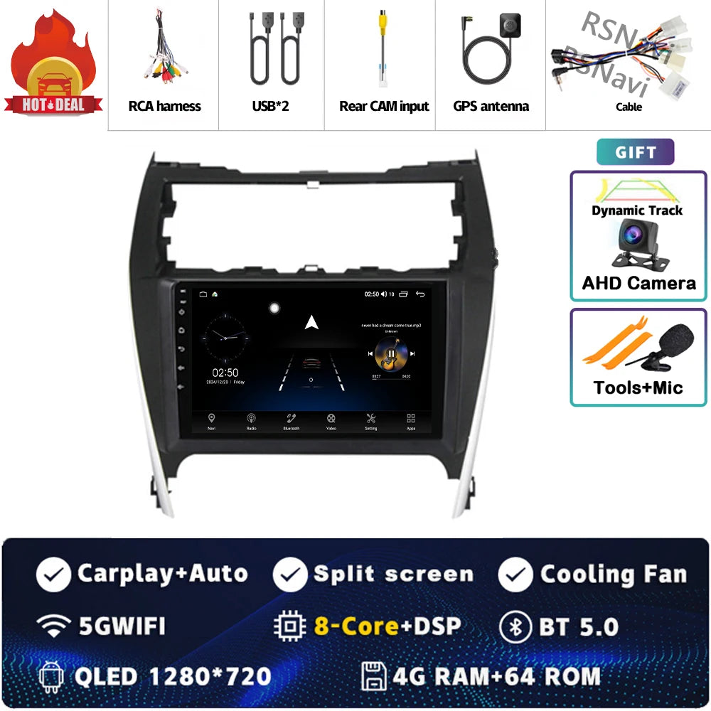 Android 16 For Toyota Camry US 2012 - 2014 2K QLED Android Car Radio Multimedia Video Player GPS Stereo CarPlay 4G Head Unit