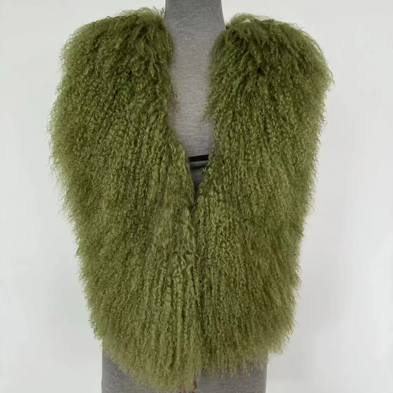Fluffy Luxury  Real Mongolian Fur Halter Vests Women Solid Deep V-Neck Backless Bandage Sleeveless Jackets Top Outerwear Coat