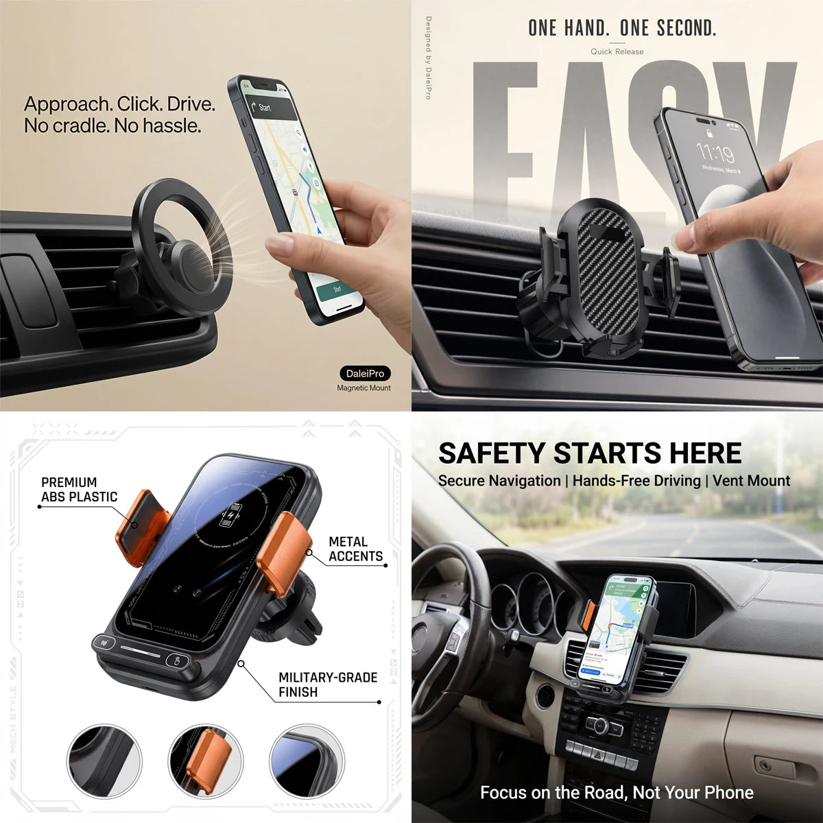 Magnetic Phone Mount with Wireless Charging for Ford F-150 Raptor 2019–2020