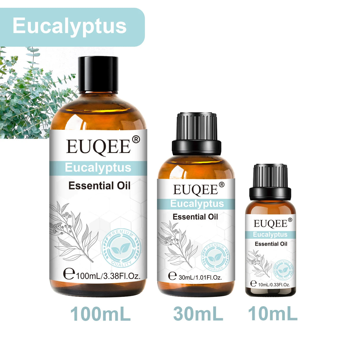 EUQEE 1PCS 10ml/30ml/100ml Aromatherapy Essential Oil For Diffuser-Vanilla Rose Sandalwood Eucalyptus Lavender Essential Oils
