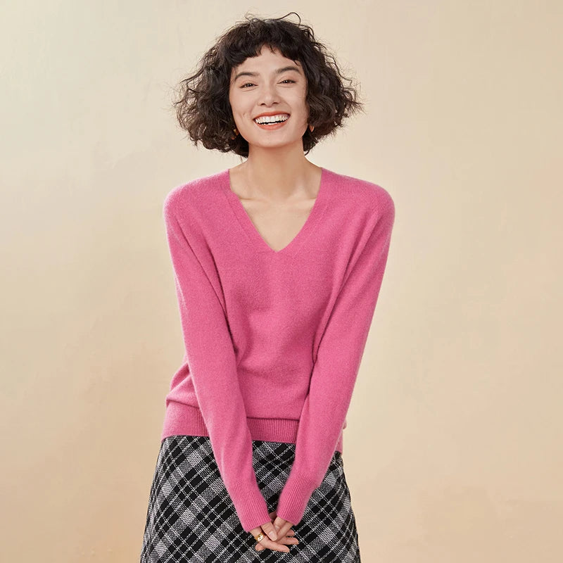 Women's Cashmere V-Neck Sweater, Knit Pullover