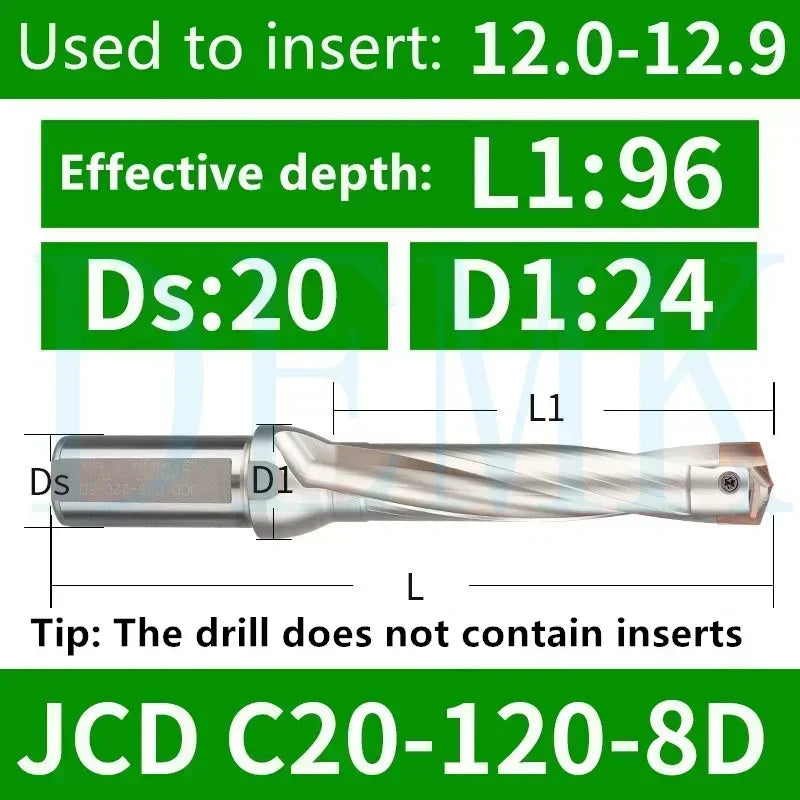 JCD Crown U-Drill Rod 10-25mm, Internal Cooling Indexable Drill