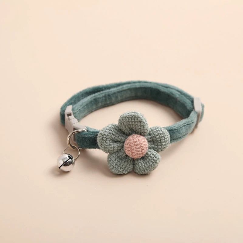 Sunflower Bow Cat Collar with Bell - Soft Polyester Strap – photo 9