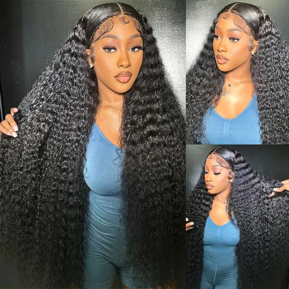 Curly Deep Wave 13x6 HD Lace Front Human Hair Wig — 250% Density (30"–40")