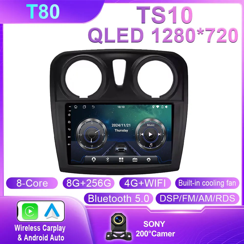 Android 16 Carplay Auto For Renault Logan 2 Sandero 2 2012 - 2016 2017 2018 2019 Car Radio Multimedia Player Stereo GPS WIFI DPS