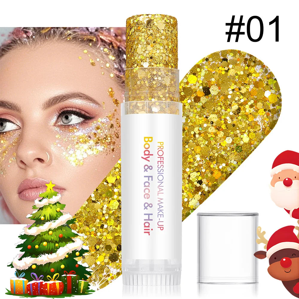 Body and Facial Glitter with Long-Lasting Shine, Suitable for Holiday and Christmas Party Makeup