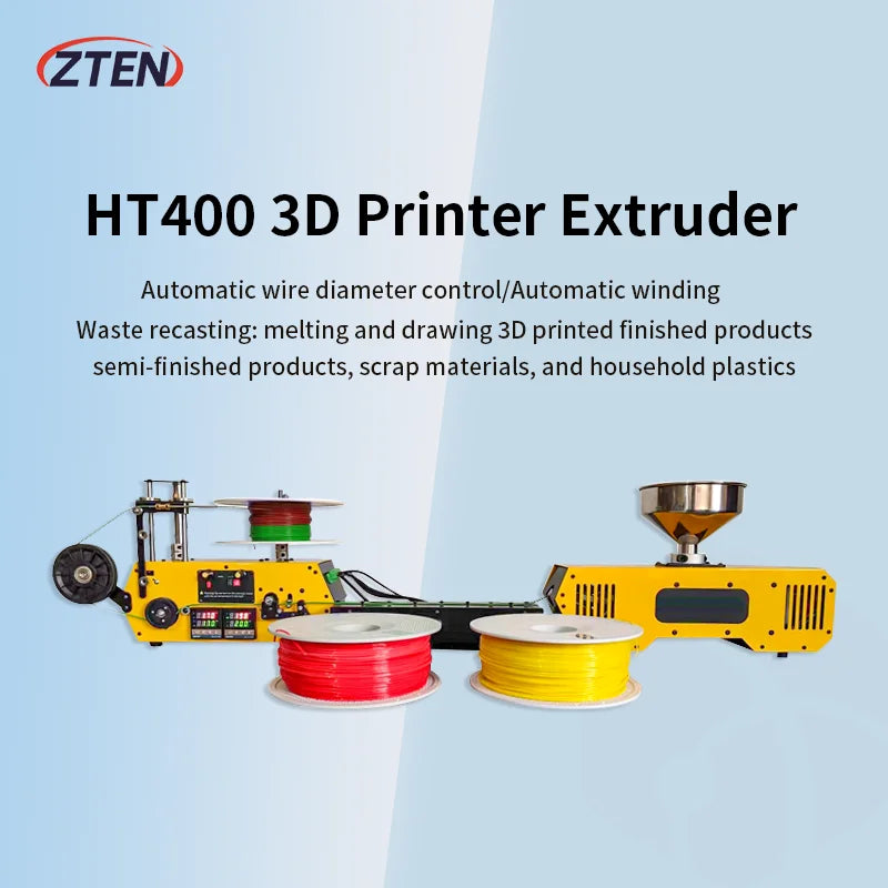 HT400 Desktop Bumblebee Extruder for 3D Printing Filament Automatic Wire Diameter Control Winding for PLA-CF PETG-CF PA Crusher