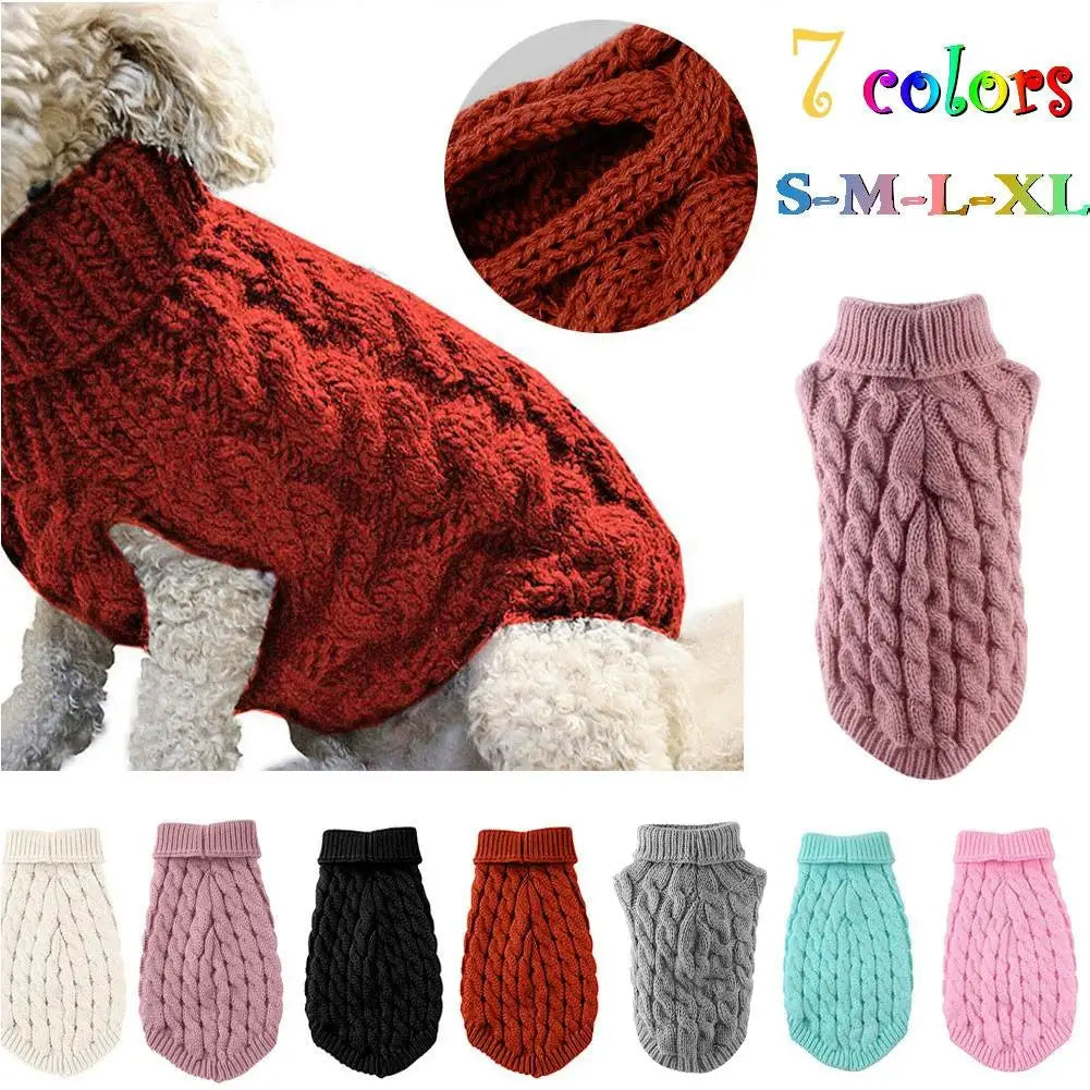 Turtleneck Knit Pet Sweater - Warm Winter Clothes for Small Dogs and Cats - photo 2