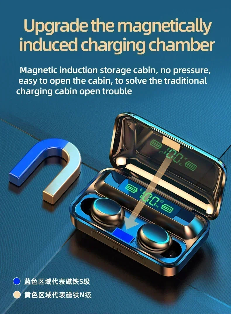 F9 Sport Wireless Earphones Bluetooth Stereo Headphones Noise Reduction Waterproof Earbuds with Mic for