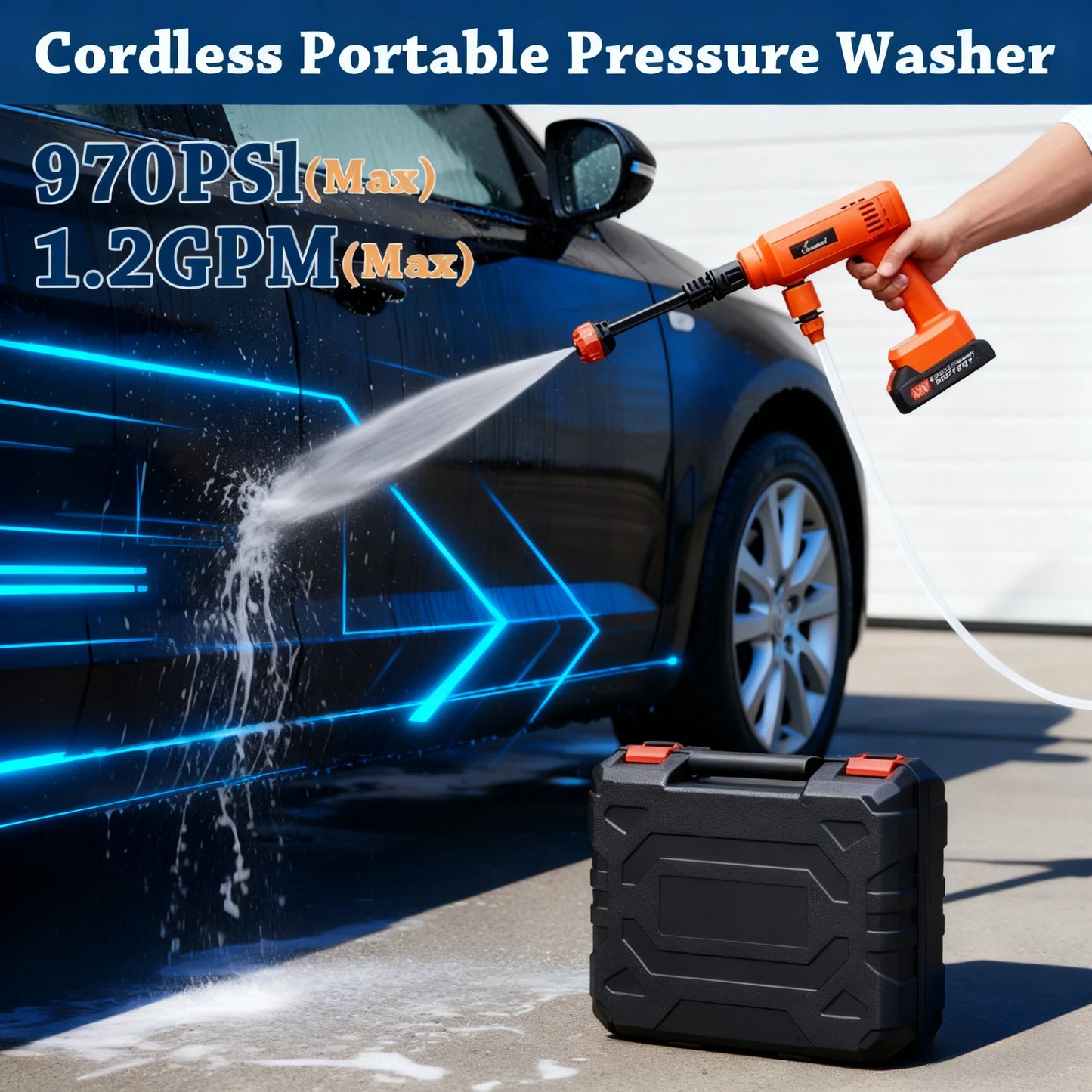 Cordless Portable Pressure Washer — High-Pressure Car & Garden Spray Gun Kit