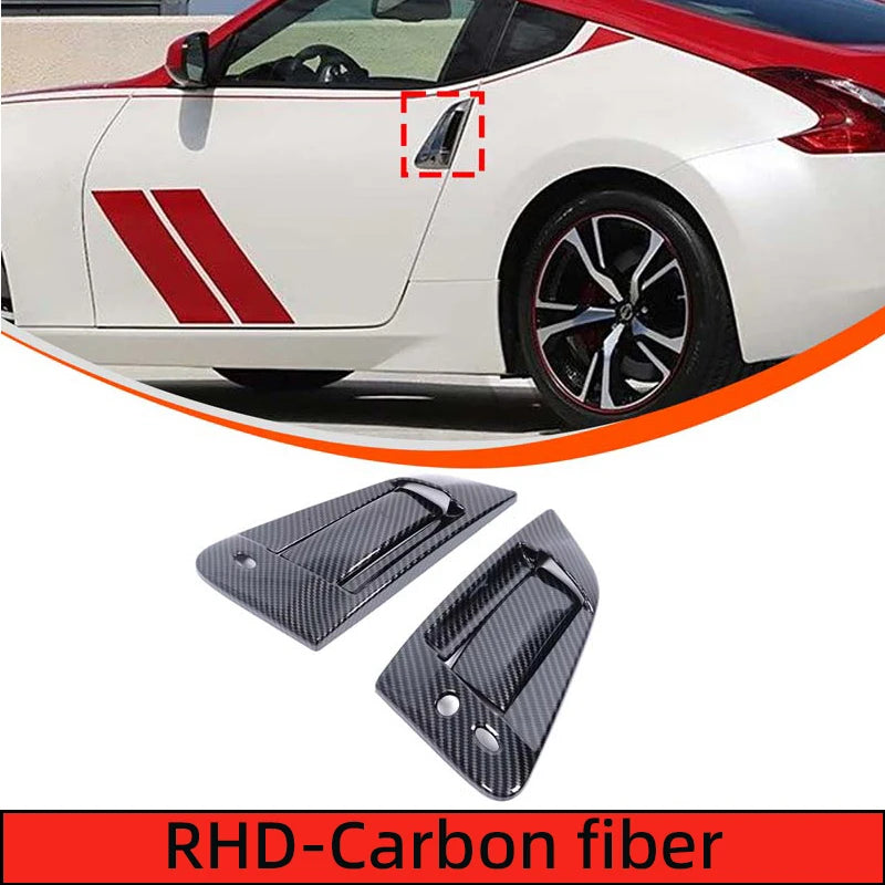 For 2009-2020 Nissan 370Z Door Handle Frame, Exterior Door Handle Decorative Frame ABS Carbon Fiber Pattern 4pcs RHD