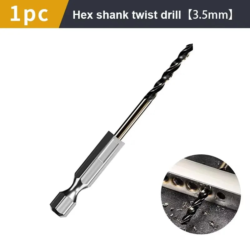 1.5-7.5mm Hex Shank Twist Drill Bit Wood Metal Hole Cutter Core Drilling Tool Cobalt Carbide Tip Flat Drill Bits HSS