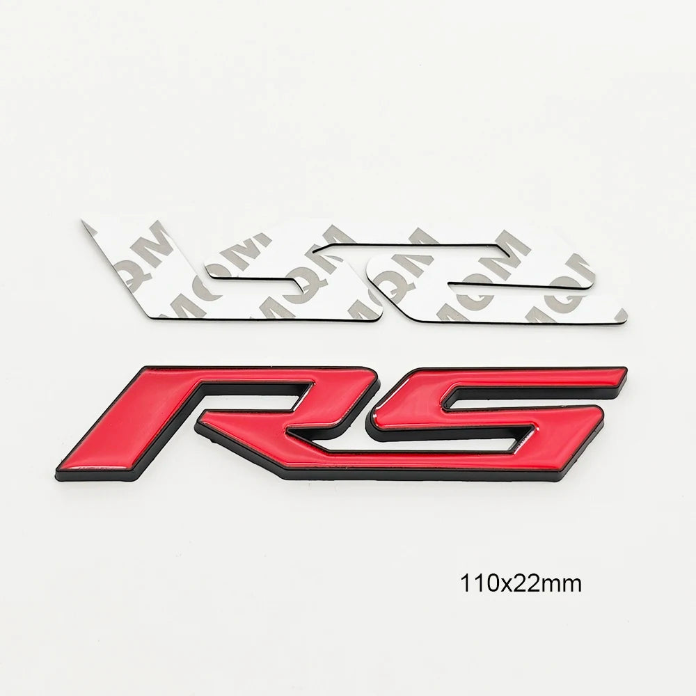 3D Metal RS logo Car Sticker Front Grill Emblem Trunk Badge Decals For Chevrolet Blazer Aveo Trax Cruze Sonic Onix Accessories