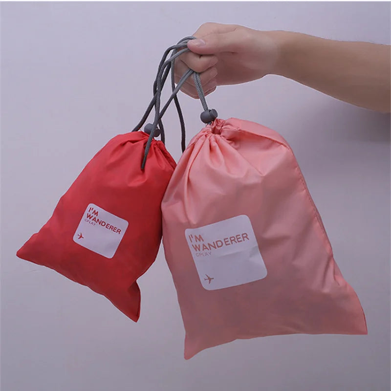 4 Pcs/Set Travel Waterproof Drawstring Storage Bags for Clothes Shoes Toys Multi Purpose Home Organize Pouches
