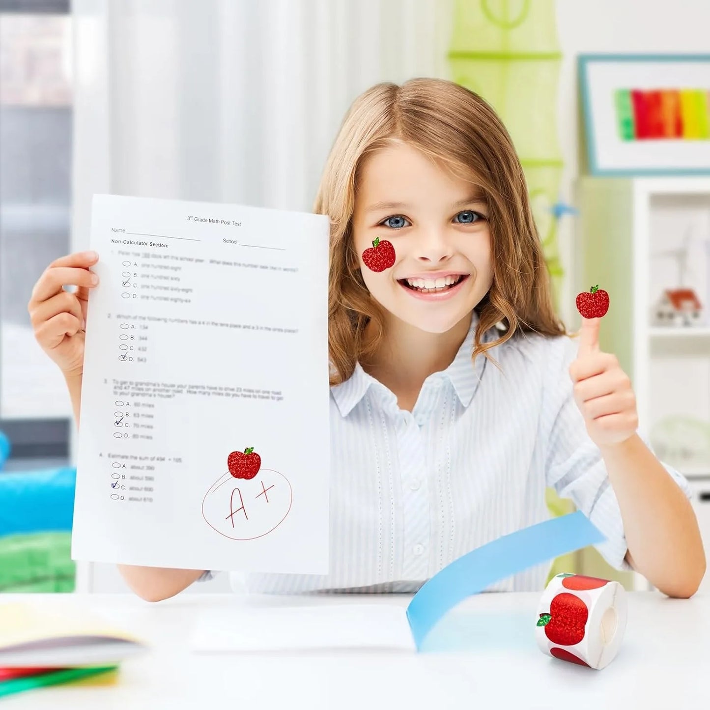 100-500pcs Laser Red Apple Stickers Party Gift Wrapping Label Scrapbook Cartoon Kids Rewards Stationery Stickers