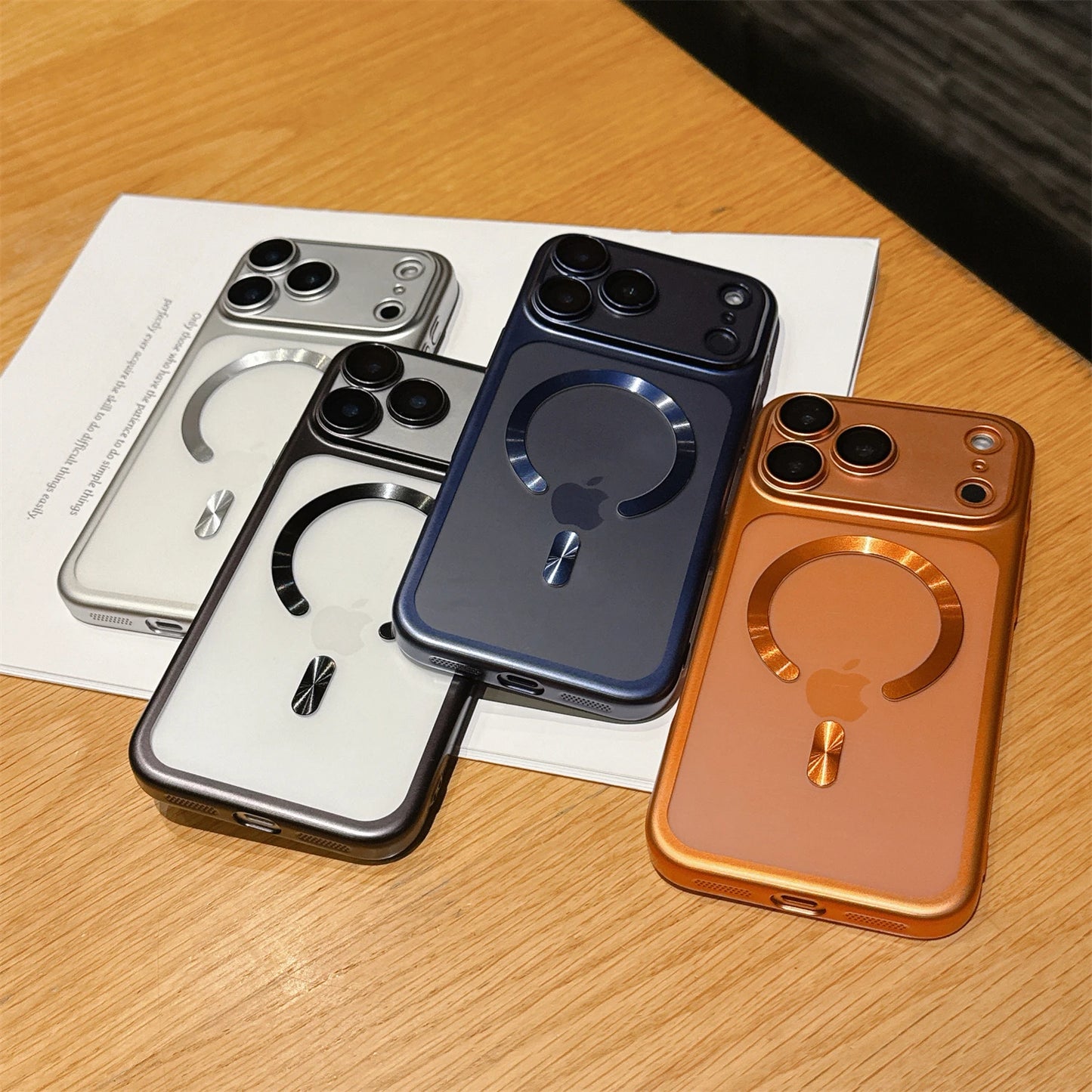 Luxury Matte Plating Phone Case Compatible with iPhone 15 to 17 Pro Max and Air - MagSafe, Shockproof Lens Film Translucent Cover