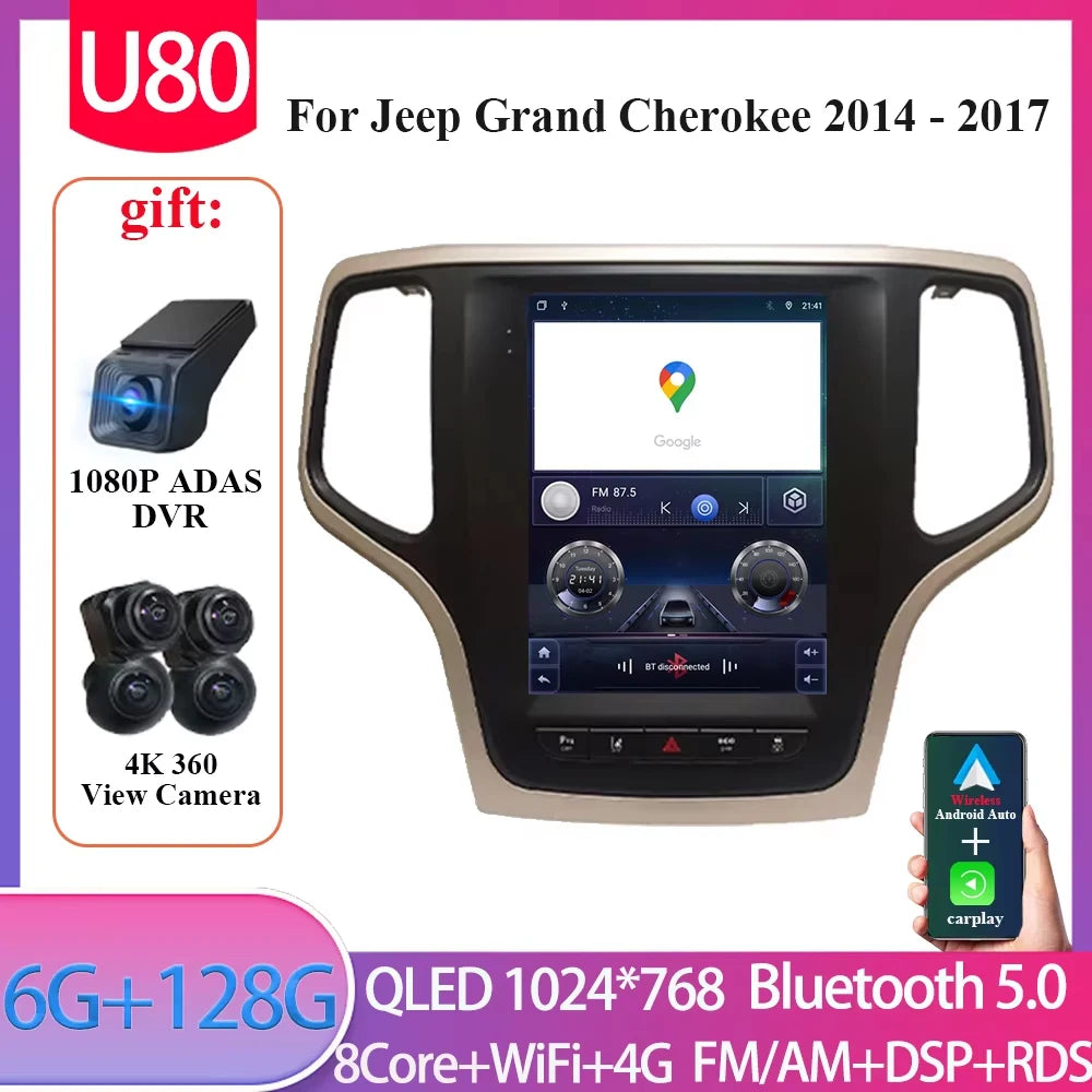 9. 7Inch For Jeep Grand Cherokee WK2 2014 - 2017 Wireless Carplay AutoRadio Car Radio Android 14 7862CPU Multimedia-player GPS