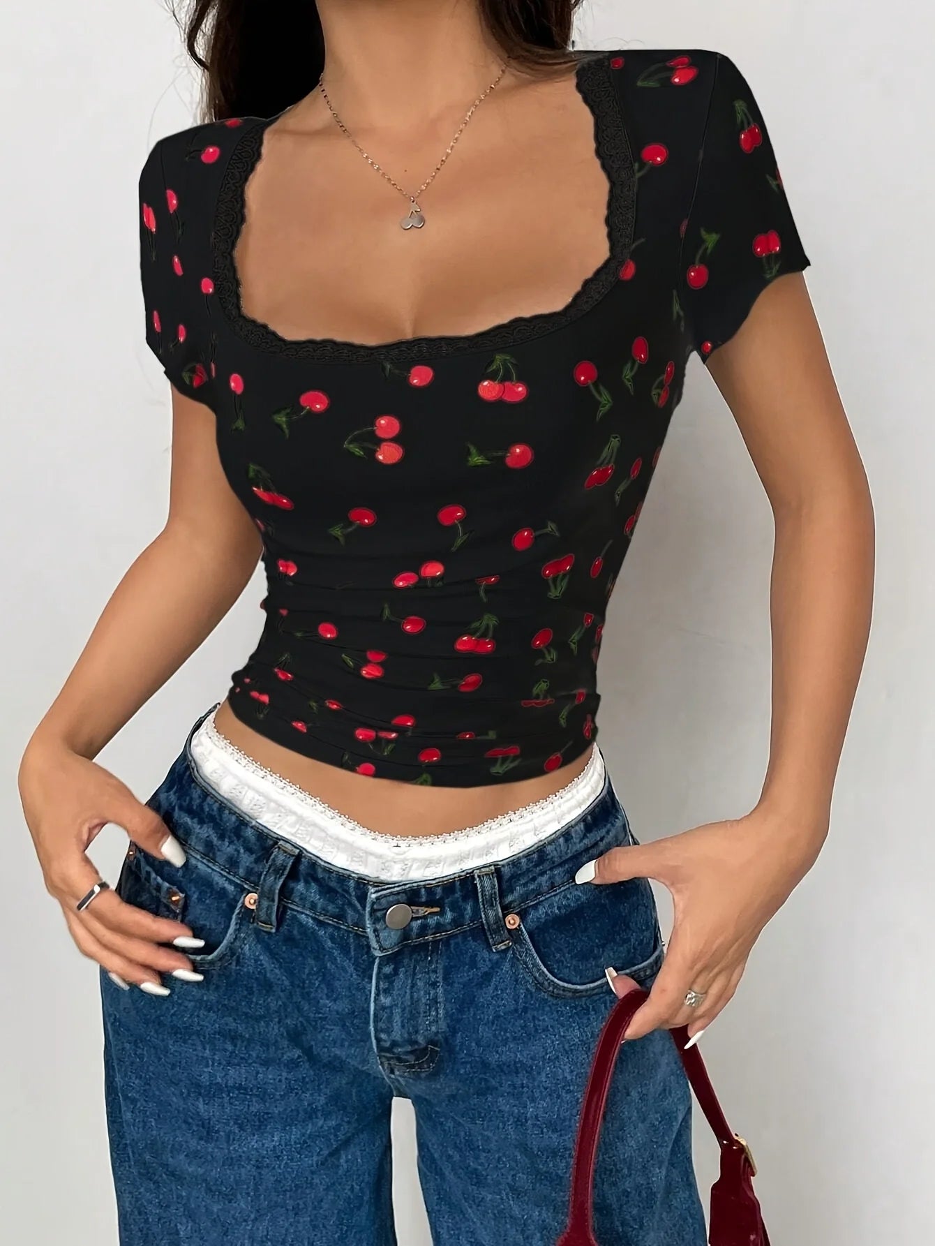 Women's Tops Rockabilly Y2K Short Sleeve Tee Floral Print Lace Trim Button Front Crop Shirt Casual Off Shoulder Vintage Blouse