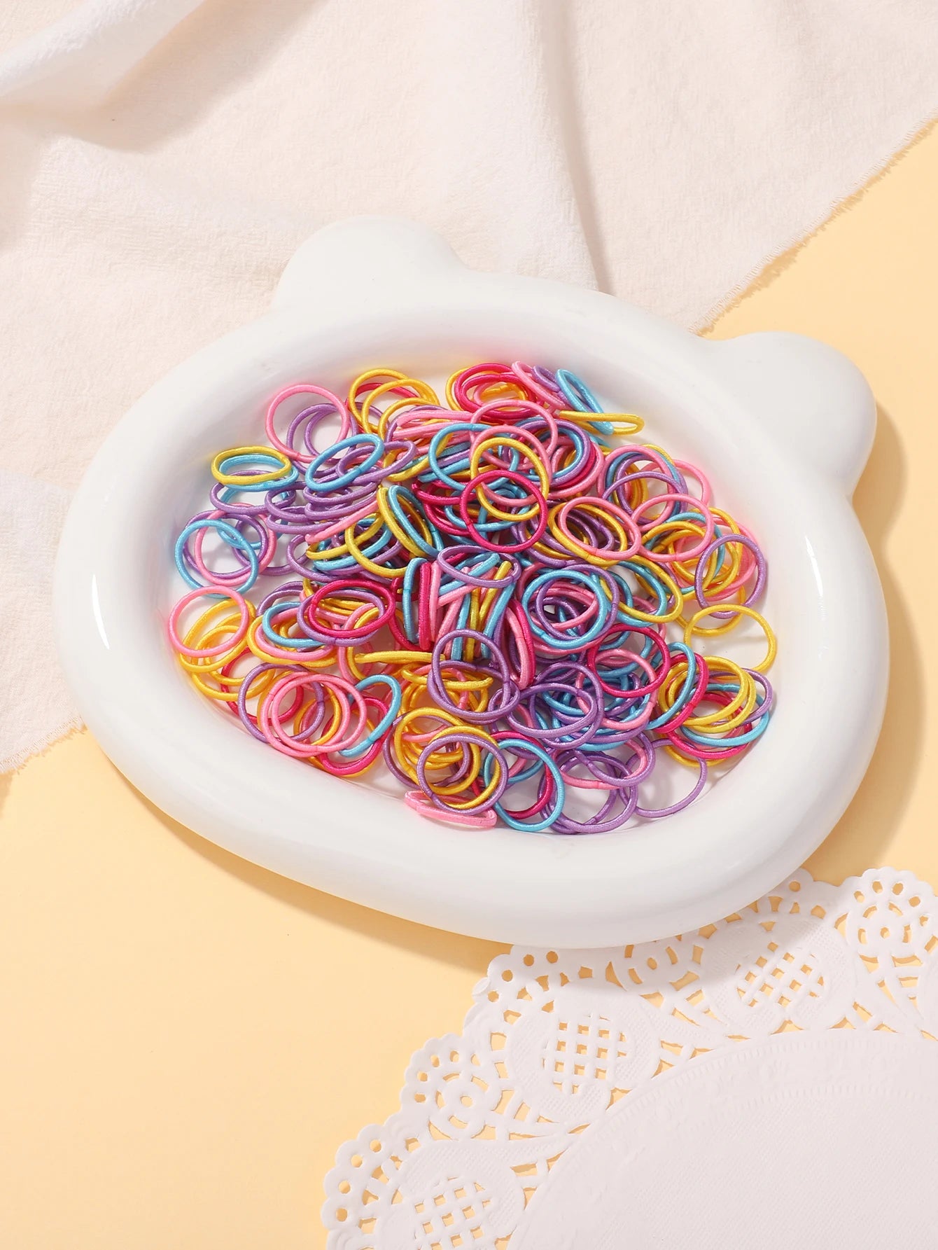 MMAlto 100 Pcs Colorful Mini Hair Ties – Soft Nylon Elastic Rubber Bands for Baby Girls & Kids