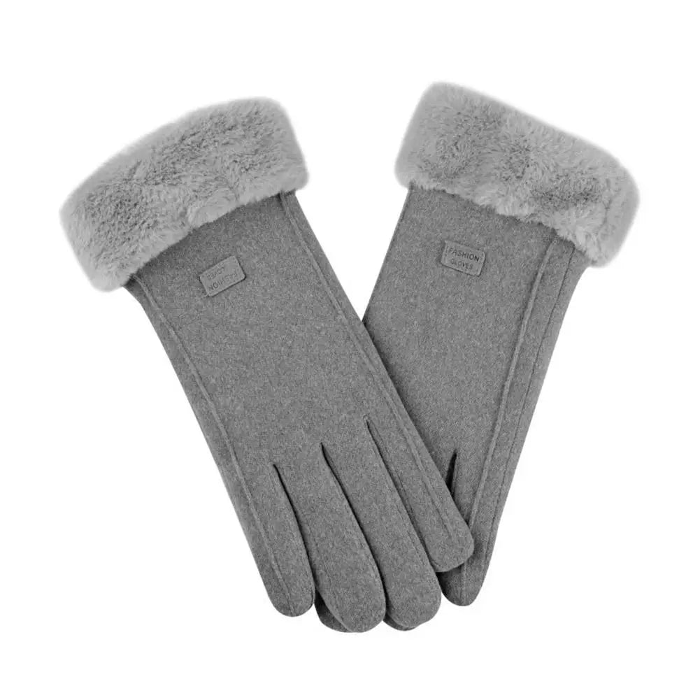 Women's Faux Suede Touchscreen Gloves - Plush Lined Driving Gloves