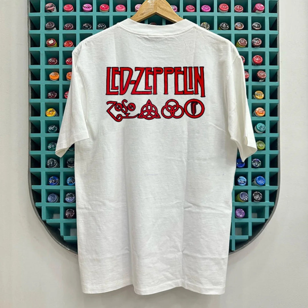 2026 Led Zeppelin Rock band short-sleeved T-shirt Fashion Sports Pure cotton Men's T-Shirt Children's Clothing Tee Y2k Woman