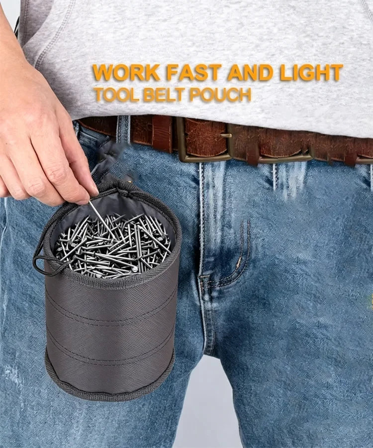 Tool Pouch Nails Screws Bag with Belt Clip Black