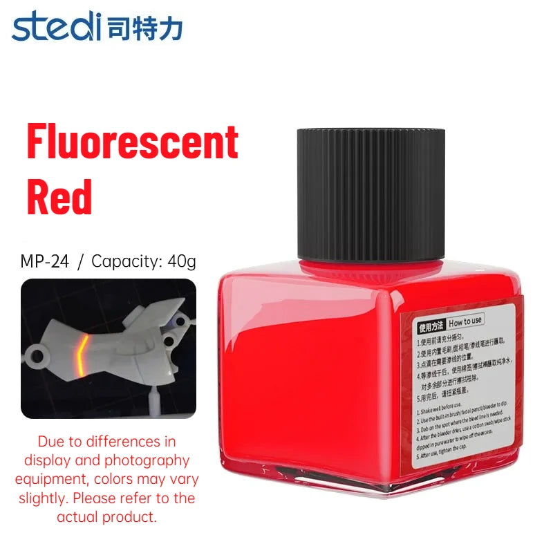 Stedi MP-20~MP-29 Fluorescent Panel Line Acrylic Paint 40g for Model Building Fluorescent Ink Panel Line Accent Color Assembly