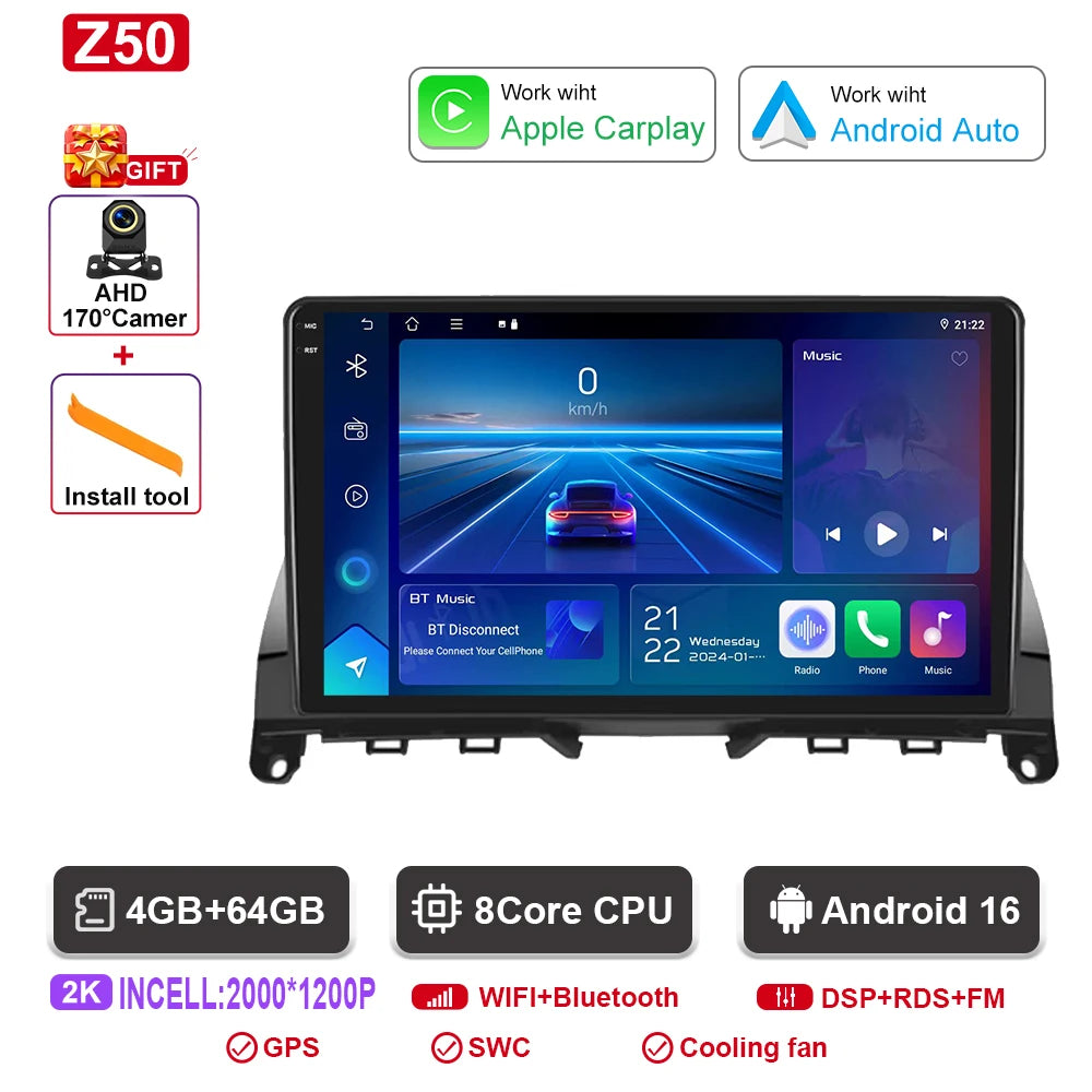 Android  For Mercedes Benz C Class 3 C220 C180 W204 S204 2006 - 2011 Car Auto Carplay Radio Multimedia Screen GPS Navigation  BT