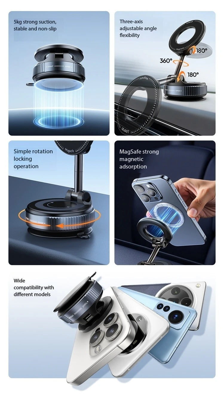 Original Ulanzi SK-25 Phone Holder Vacuum Suction Cup MagSafe Magnetic Attraction Vehicle Mounted Phone Stand Magnetic Ring