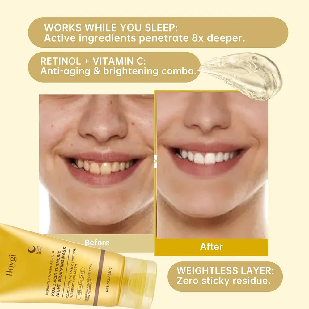 Eelhoe Turmeric & Collagen Night Peel-Off Mask 75g – Overnight Brightening, Anti-Wrinkle, Firming & Deep Hydration | Korean Skin Care