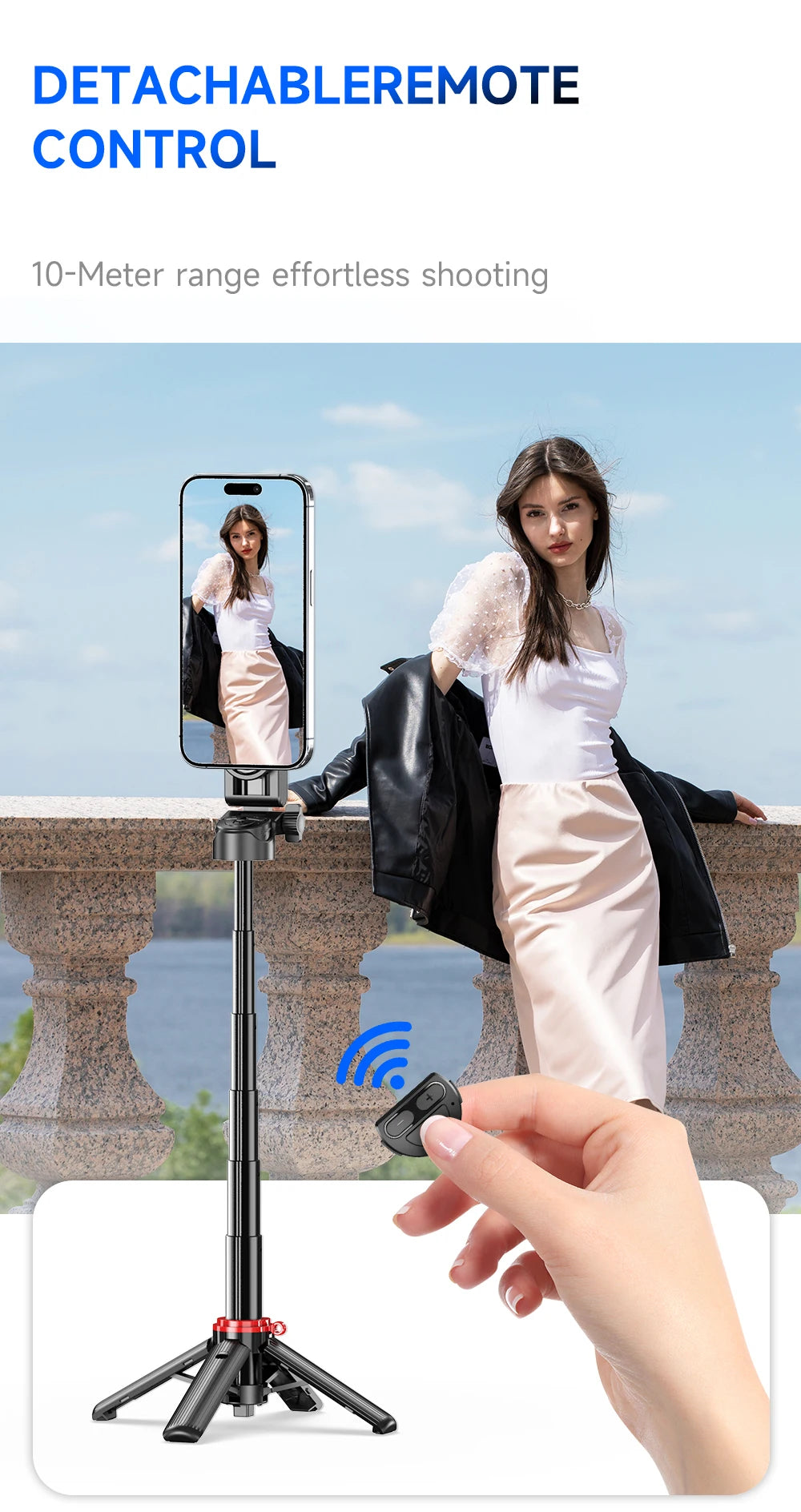 Mini Magnetic Selfie Stick Tripod Removable Remote Control Quadrapod Holder 360° Rotation for iPhone 16 15 14 13 12 Vlog Live