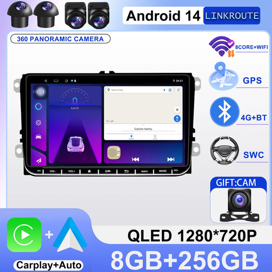 9" Android Car Stereo for VW Golf 5/6, Polo, Passat B6, CC, Tiguan, Amarok, Scirocco, Sharan, Jetta — CarPlay, Android Auto, GPS