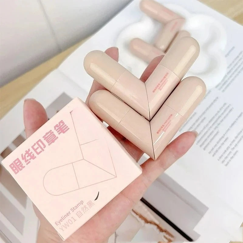 Lazy Integrated Eyeliner Stamp Dual-Head Rotatable Precise Outline Seal Lasting Waterproof Fast Drying Liquid Eye Liner Pen