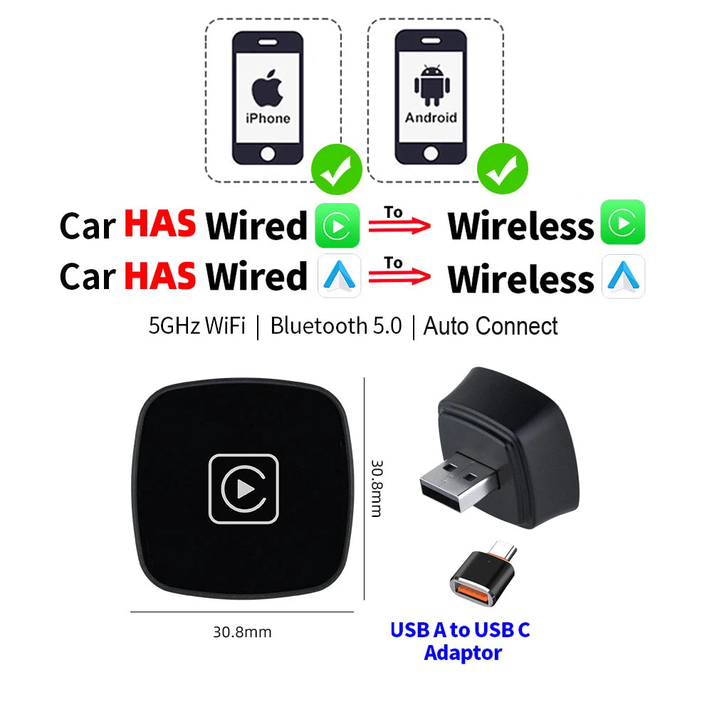 2-in-1 Wireless CarPlay & Android Auto Box Adapter