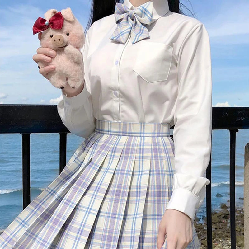 ZOKI Plaid Pleated Mini Skirt – Bow Knot High Waist Preppy Style | Harajuku Aesthetic Women's A-Line Dance Skirt | S-XXL