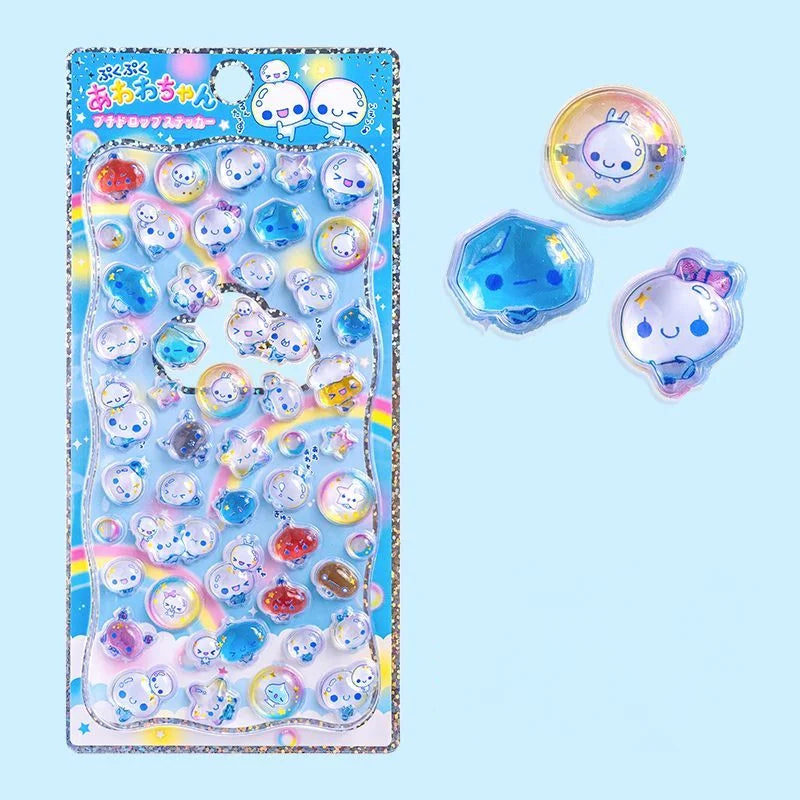 Original Cartoon Water Drop 3D Relief Stickers Cute Refrigerator Sticker Girl's Handbooks Decoration Creativity Reward Toy Gift