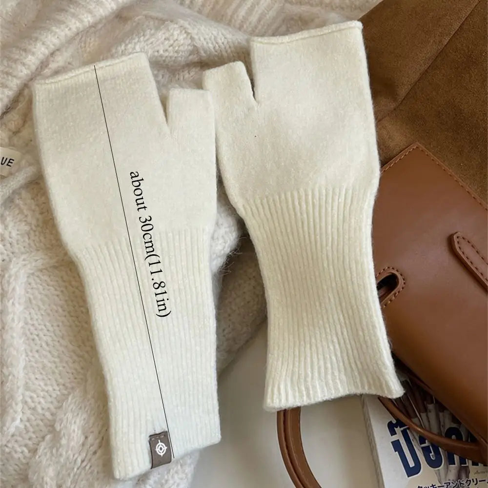 Long Knit Fingerless Gloves - Stretch Arm Sleeves for Fall and Winter - photo 6