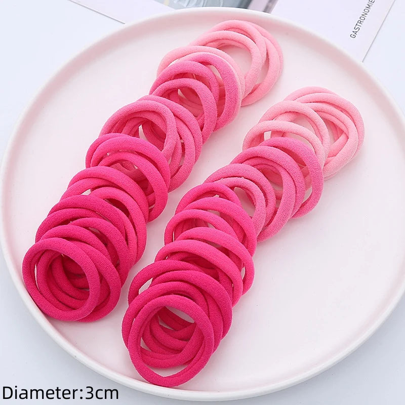 50pcs Black Elastic Hair Band Leagues Ties Colets Scrunchies Springs Gum Accessory For Girl Women No Damage Pigtails Holder Set