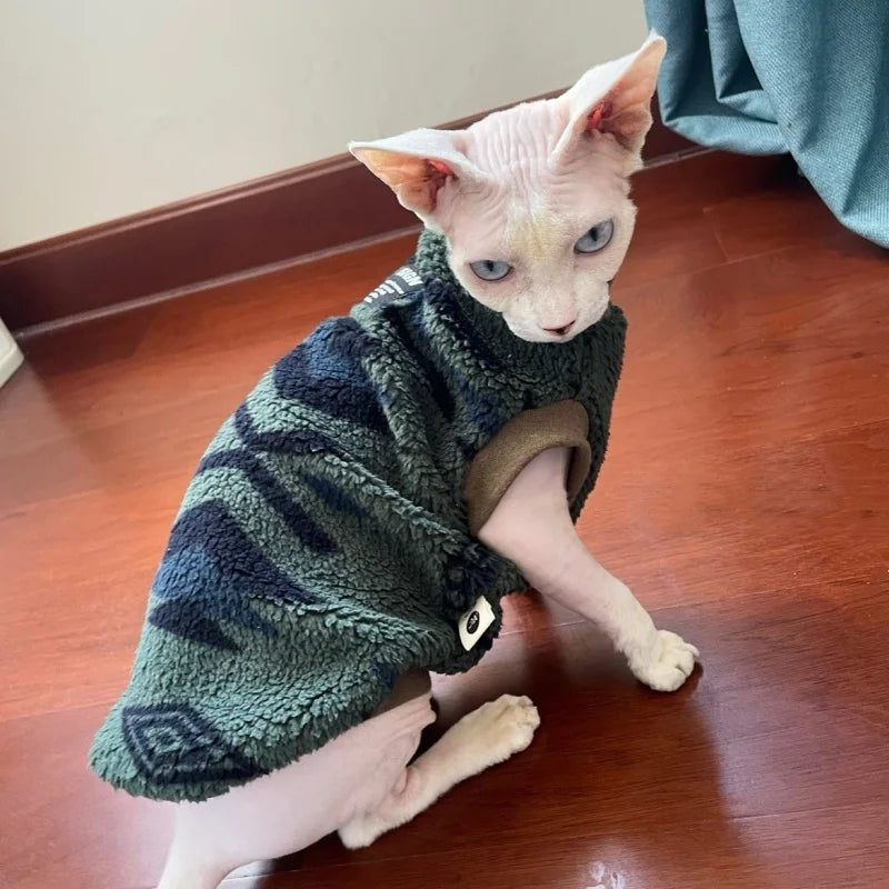 Short Sleeve Fleece Cat Sweatshirt - Warm Coat for Short-Legged Cats - photo 4