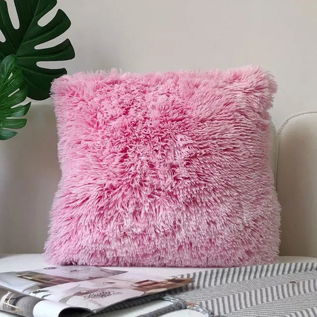 Soft Fur Cushion Cover 43x43cm - Plush White Decorative Pillow Case - photo 9