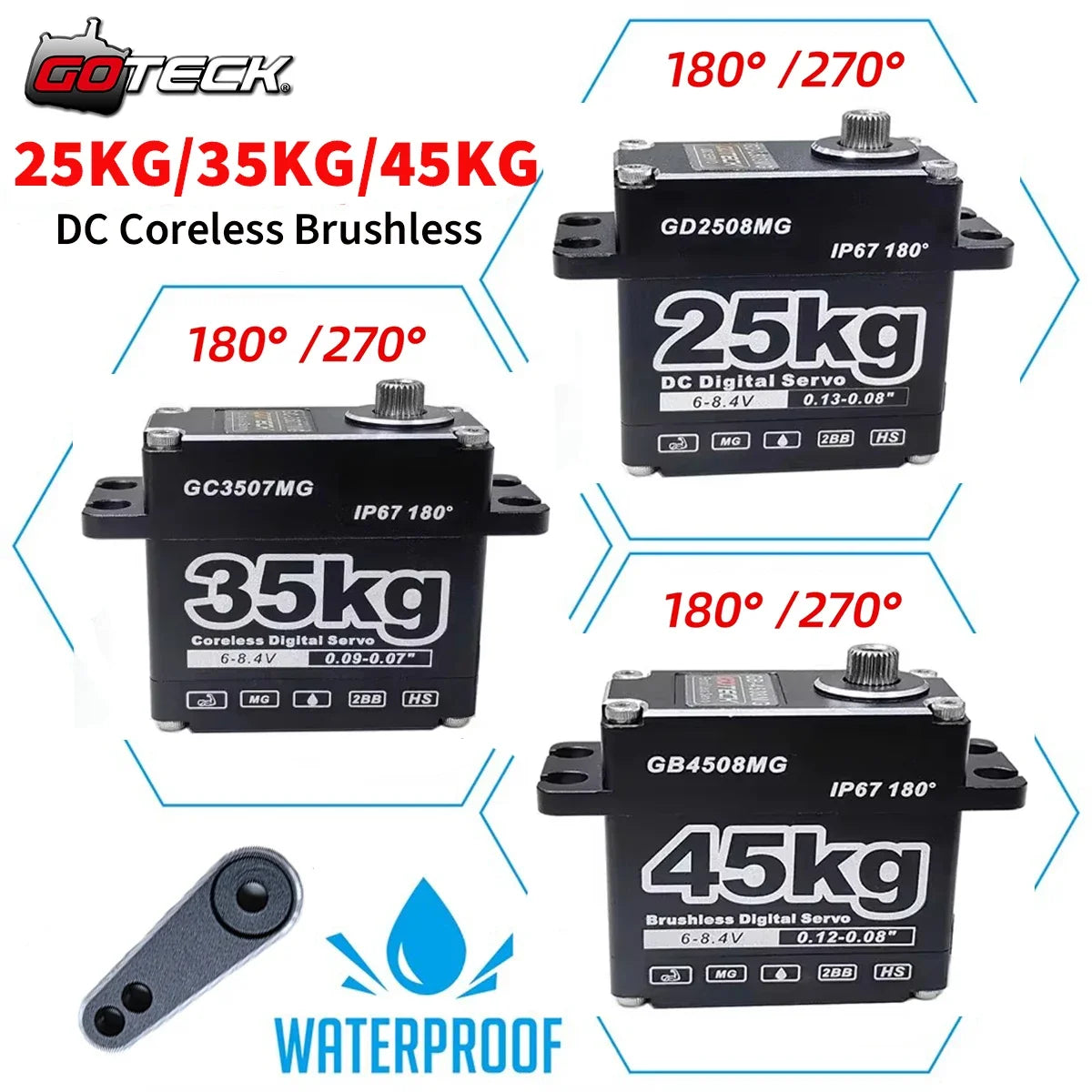 25kg 35kg 45kg RC Servo Metal Waterproof Servo For RC 1/10 1/8 Traxxas TRX4 Axial SCX10 Crawler Car Robot Truck Robot Parts