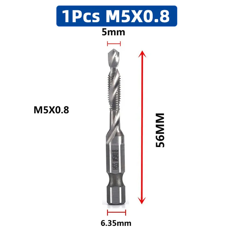 MMAlto HSS Titanium-Coated Metric Tap Set – M3 M4 M5 M6 M8 M10 | Screw Thread Machine Compound Tap | Individual & 6-Piece Sets
