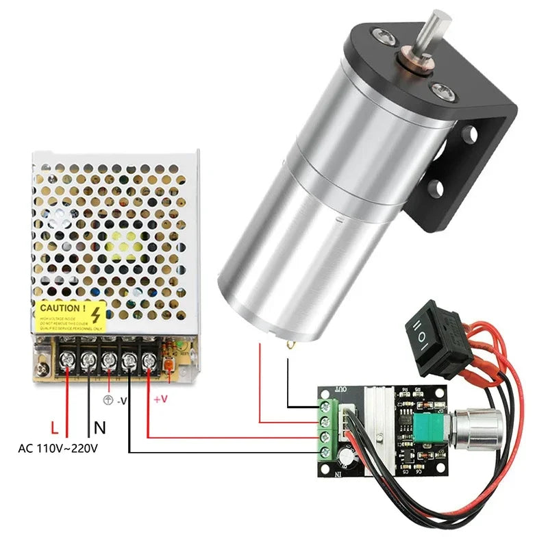JGA25-370 Worm Gear Motor  DC 12V 24V 12RPM-1360RPM Reduction Gear Motor Large Torque High Power Reversed Motor