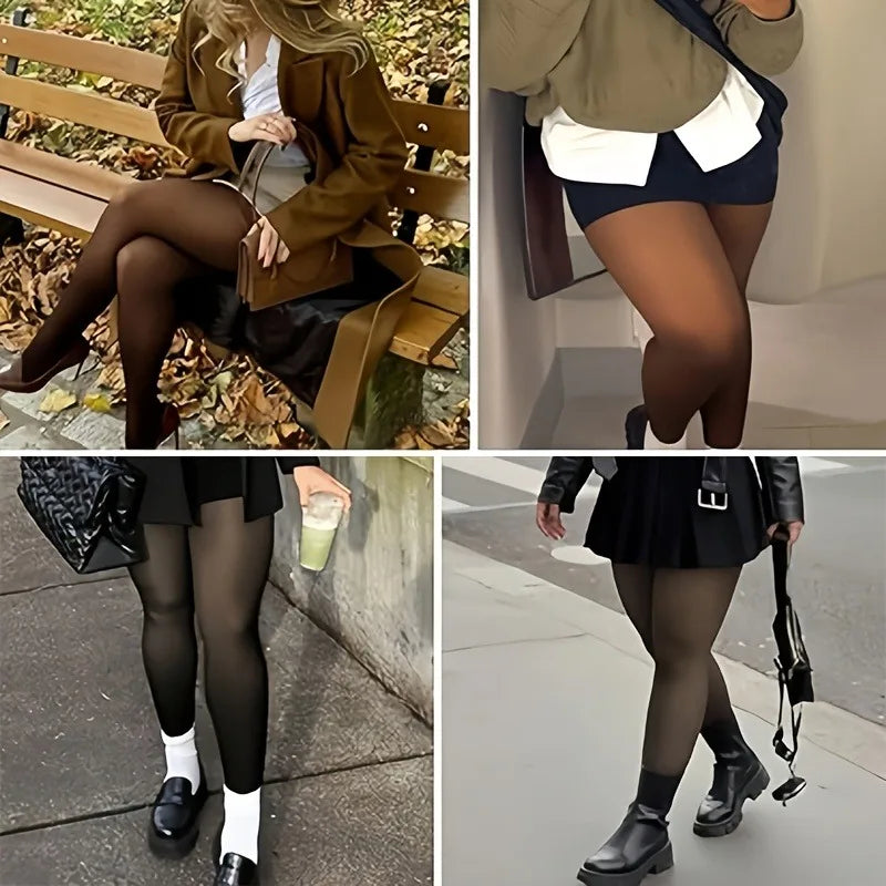 Women's Fleece-Lined Sheer Tights, Thermal Leggings